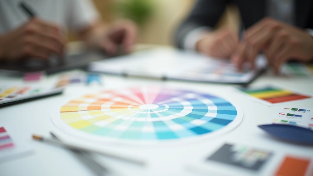 Color wheel showing relationships between hues, primary secondary and tertiary colors displayed in circular arrangement