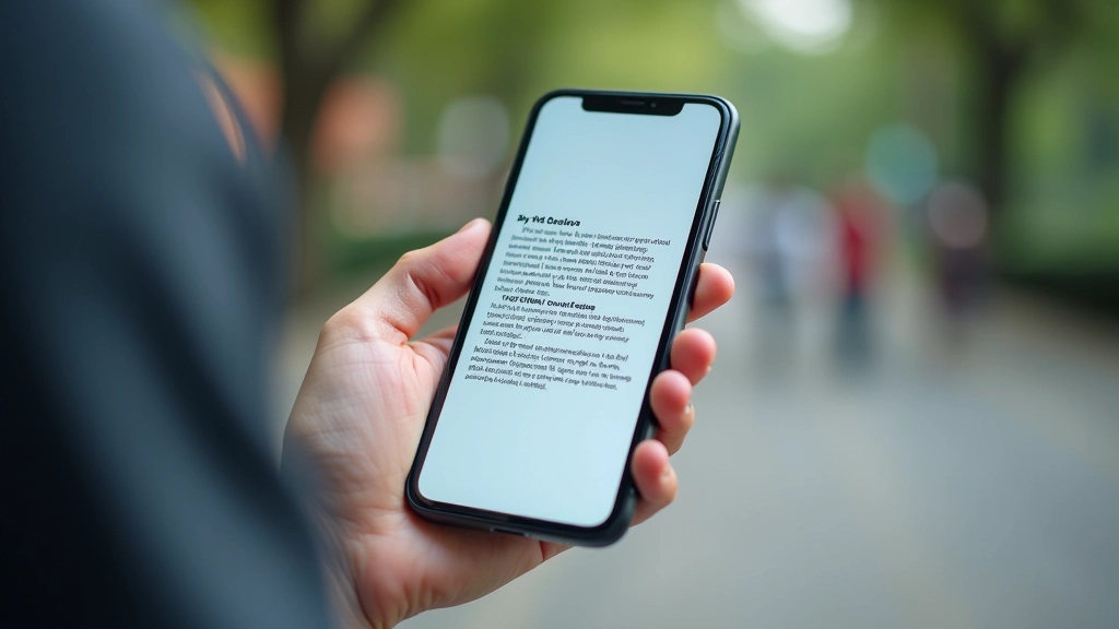 Mobile phone display showing text rendering with optimal line height and font size for small screen readability